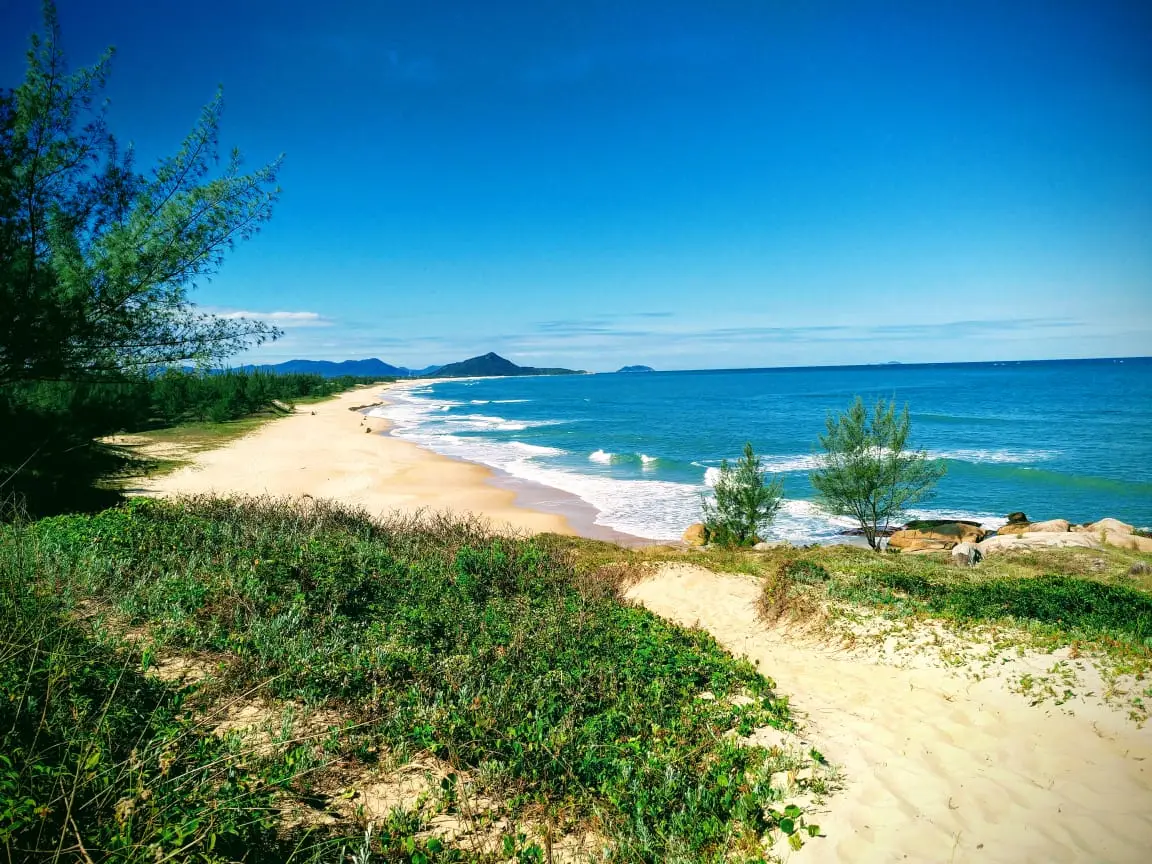 Extensão de areia da praia de Paulo Lopes-SC.